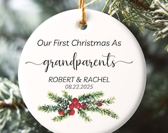 Personalized New Grandparents Ornament, First Christmas as Grandparents Gift, New Grandma & Grandpa Ornament, Baby Announcement Bauble