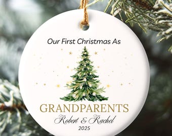 Personalized New Grandparents Ornament, First Christmas as Grandparents Gift, New Grandma & Grandpa Ornament, Baby Announcement Bauble