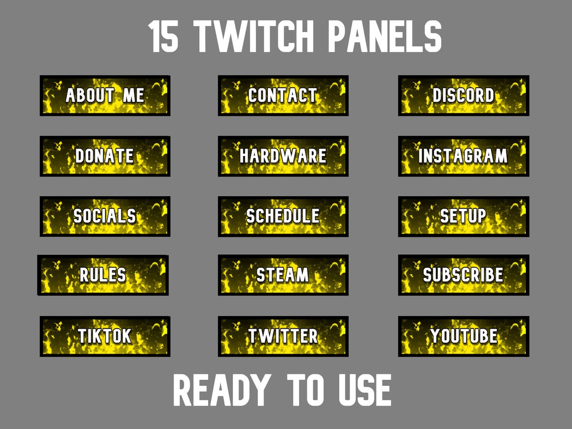 Yellow Flames Panels for Twitch. for Use on Twitch Profile - Etsy