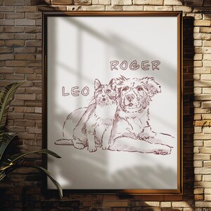 Tierportrait vom Foto, personalisiertes Geschenk, Katzenportrait, druckbare Kunst, Digitaldruck vom Hund