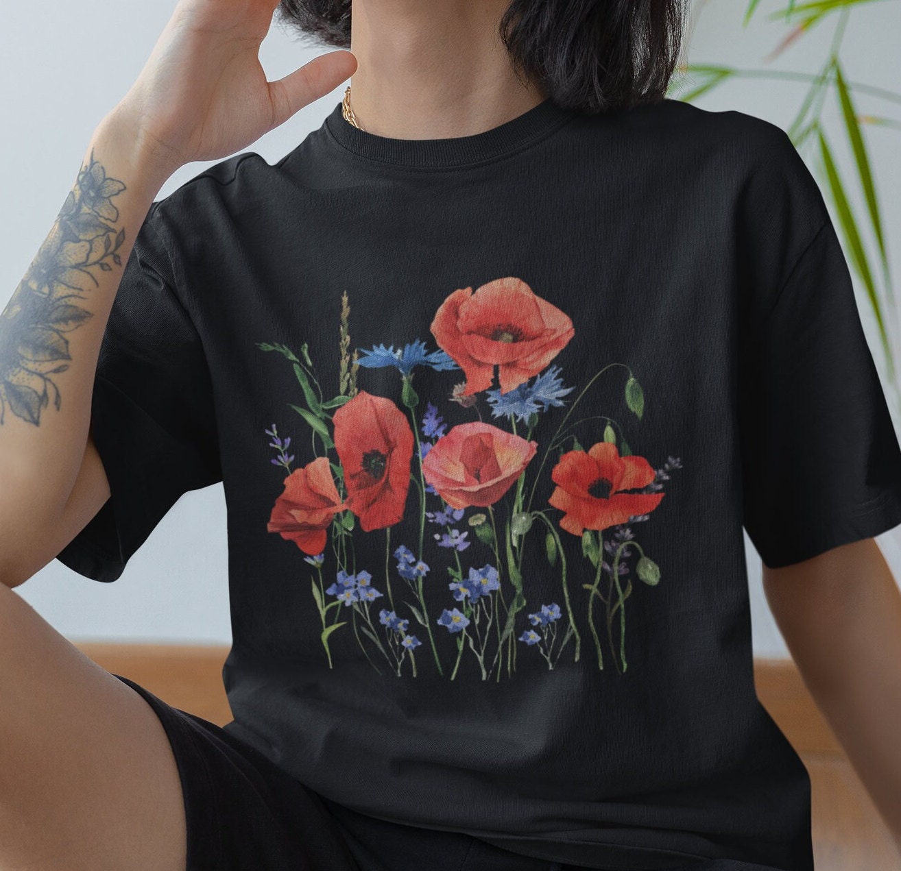 Poppy flower shirt hot sale