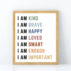 Affermazioni stampabili per bambini, Io sono Affermazioni, Poster della sala giochi, Poster delle Affermazioni, Arredamento homeschool