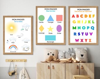 Set of 5 Montessori-style educational sheets I Wall posters I Printable educational sheets I Learning posters I Children's decoration