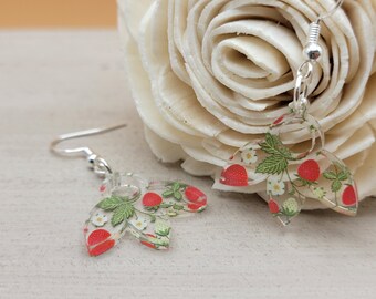 Strawberry Earrings: Acrylic Floral Dangle Earrings