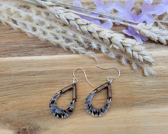 Leafy Teardrop Earrings | Botanical Wood and Acrylic Earrings | Nature Inspired Dangle Earrings | Handmade Lightweight Earrings