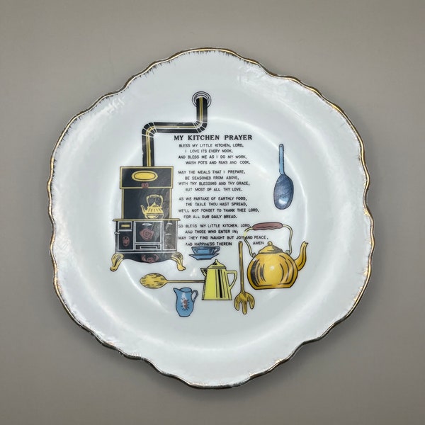 Vintage ‘My Kitchen Prayer’ plate - kitchen decor - kitchen wall plate