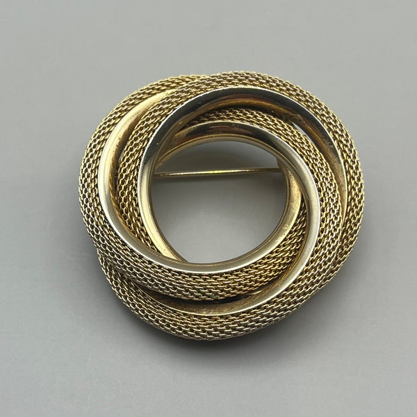 Vintage gold tone mesh coiled spiral  brooch - elegant brooch -