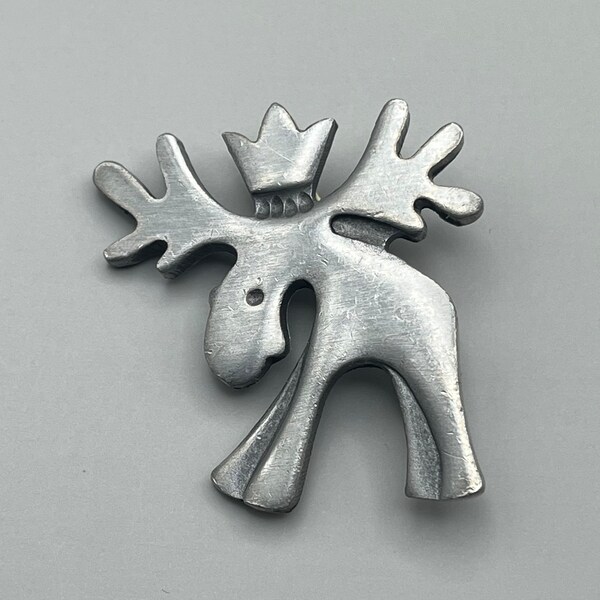 Vintage R.Tennesmed pewter moose brooch