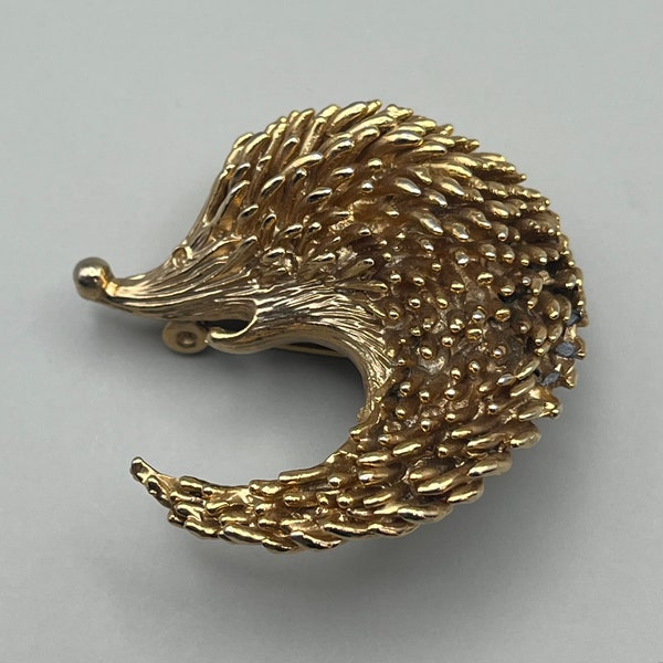 Vintage Orena Paris gold tone hedgehog brooch