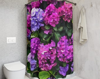 Hydrangea Polyester Shower Curtain, Bathroom Accessories