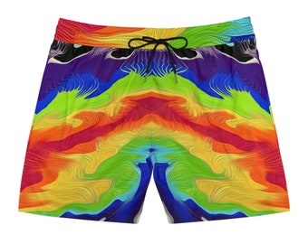 Acrylic Pour Inspired Men's Mid-Length Swim Shorts (AOP) Swimwear