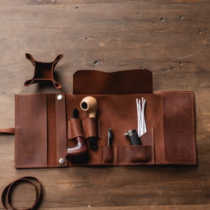 Leather pipes bag, Tobacco pipe bag, Leather pipe case, Leather pipe roll, Leather pipe pouch, Tobacco pipe pouch, Tobacco pipe case
