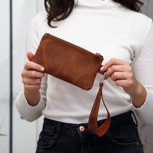 Bolso tipo cartera con cremallera, Bolso plano con cremallera, Bolso plano de cuero, Bolso de cuero con cremallera para maquillaje, Bolso mediano con cremallera, Bolsos con cremallera hechos a mano