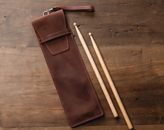 Leather drumstick case, Drummer gifts for him, Leather drumstick bag, Personalized drumstick holder leather, Gift for drummers