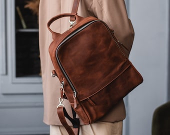 Backpack purse women, School backpack, Handmade backpack womans, Travel backpack women, Laptop backpack women, Leather rucksack women