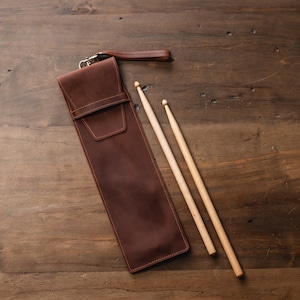 Leather drumstick case, Drummer gifts for him, Leather drumstick bag, Personalized drumstick holder leather, Gift for drummers