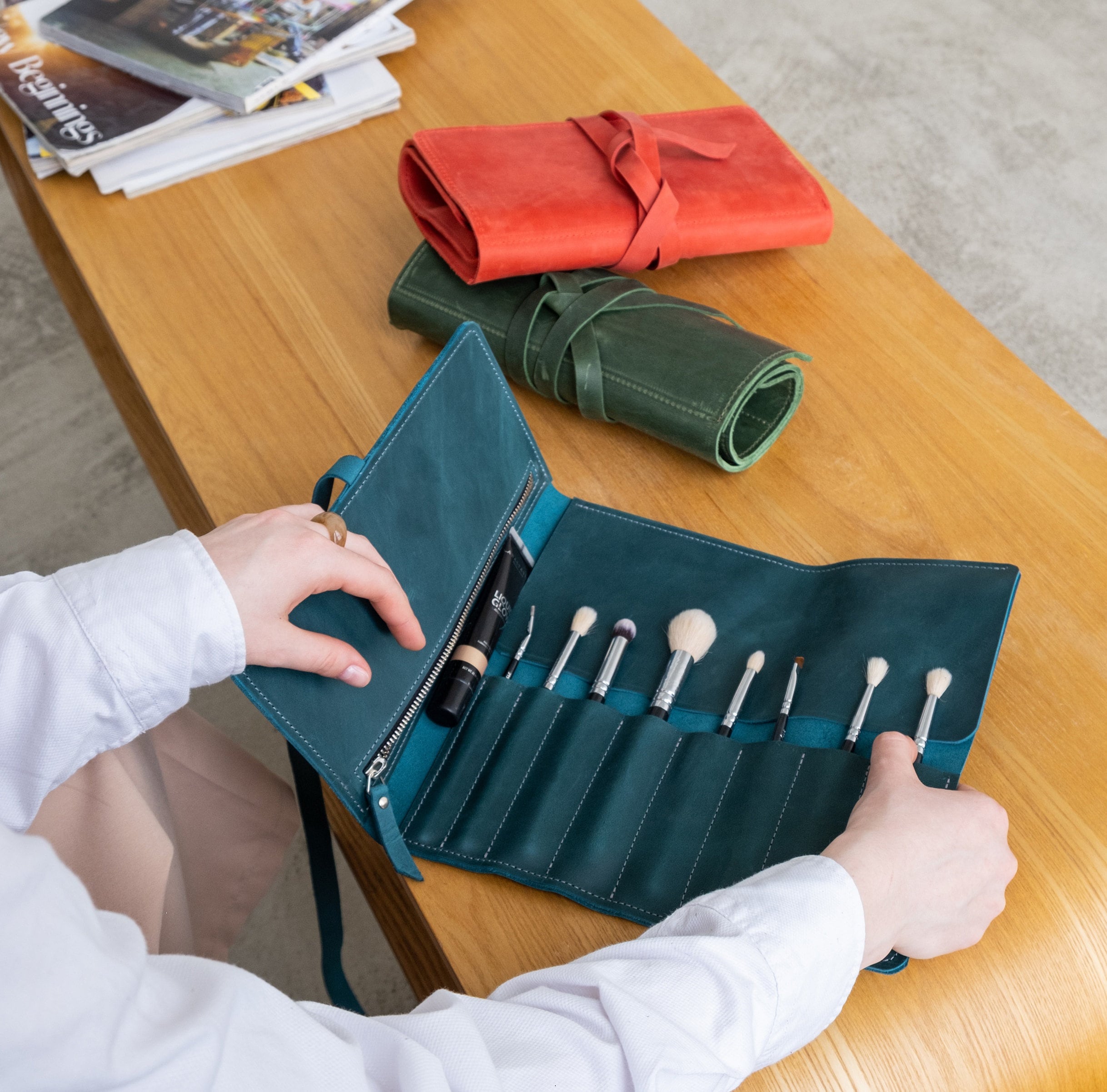 Personalized Brush Roll, Makeup Brush Roll Up, Makeup Brush Holder