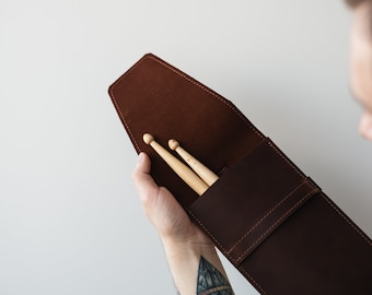 Custom drumstick bag, Gift for drummer, Personalized drumstick holder, Gift for musician, Drum stick bag,  Leather drumstick bag