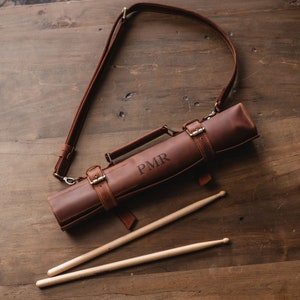 Custom drumstick bag, Leather stick bag, Leather drum stick holder, Leather drumstick bag personalized, Gift for drummer, Drum stick bag