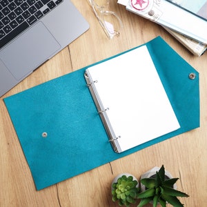 Leather 3 ring binder women, Blue leather binder 3 ring, Personalized 3 ring binder, 3 ring a5 binder handmade, A4 3 ring binder
