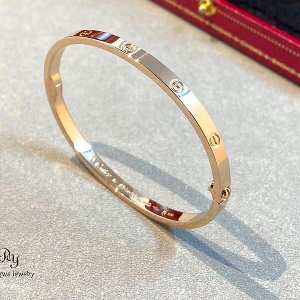 14k Sterling Silver Gold Plated Narrow Glossy Bracelet Engagement Bracelet Valentine's Day Gift