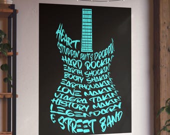 Póster de Bruce Springsteen / Arte mural de rock and roll de la E Street Band