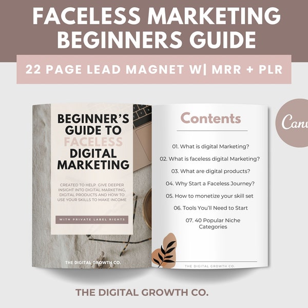 Faceless Marketing Beginners Guide w/ MRR + PLR Rights | Faceless Marketing Freebie | Faceless Marketing Lead Magnet