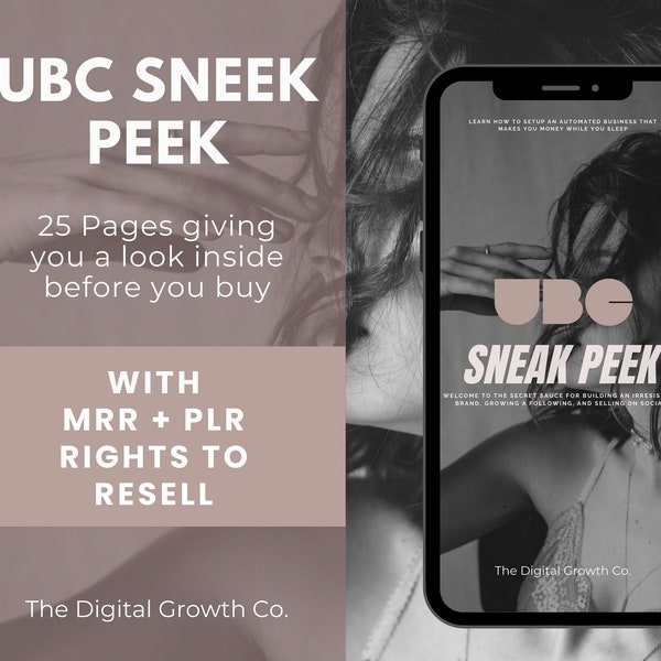 UBC Sneak Peek w/ MRR + PLR Rights | Digital Template for ubc | ubc Lead Magnet