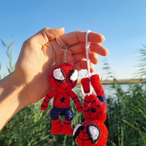 Spiderman, Crochet Spiderman, Spiderman Car Hanger, Spiderman Keychain, Spiderman for Gift, Amigurumi Spiderman