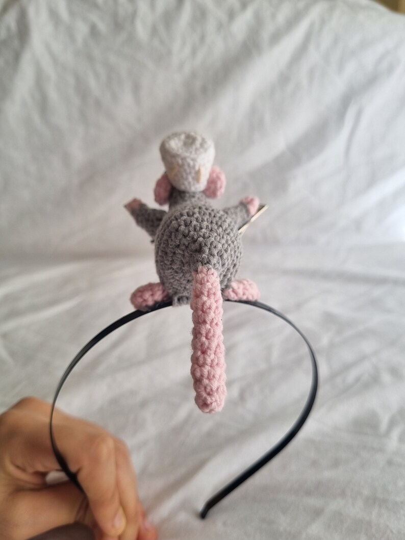 Serre-tête ratatouile au crochet, serre-tête ratatouille au crochet, accessoires pour cheveux, chef souris, pinces à cheveux, amigurumi, fait main, serre-tête Remy image 6