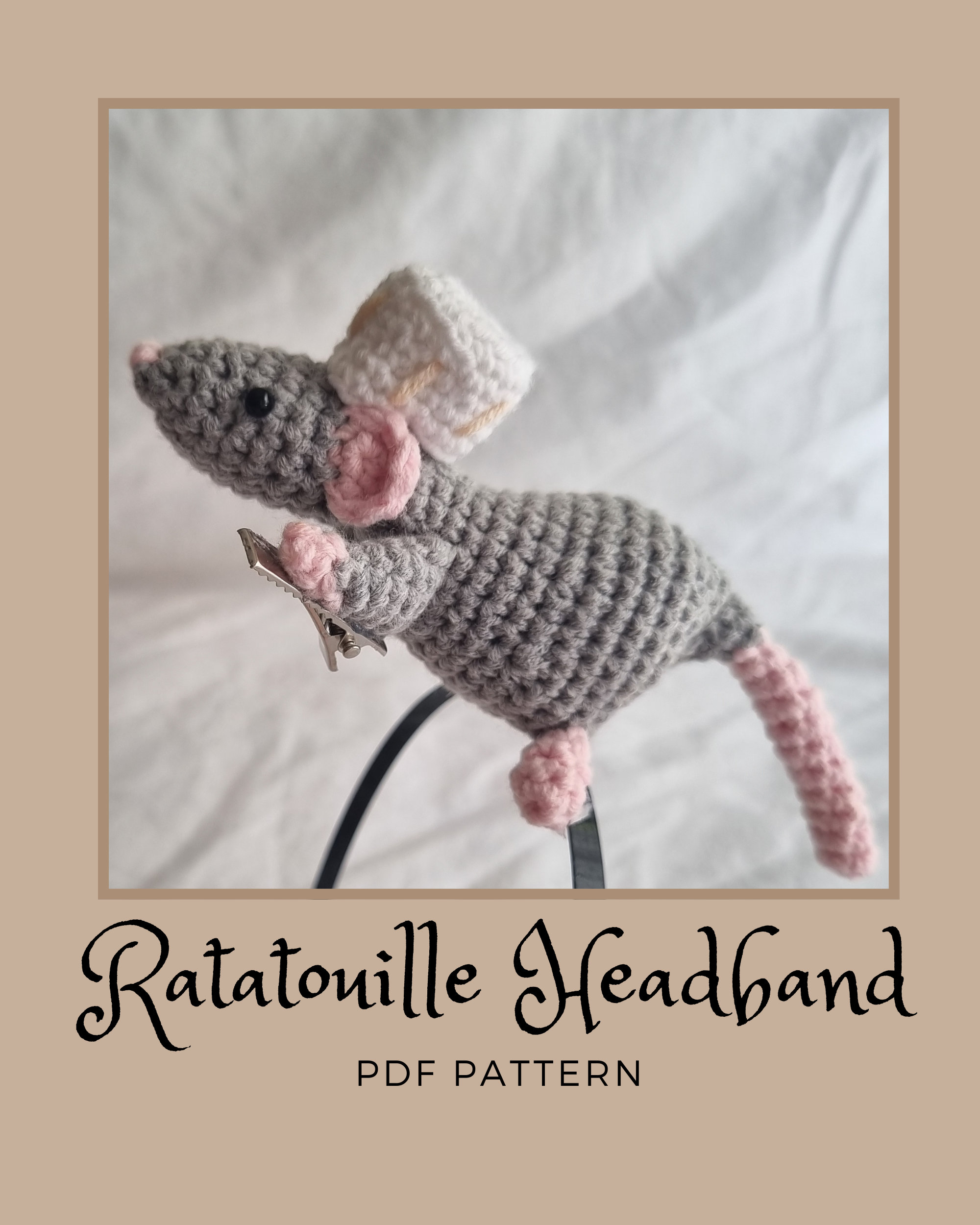 Handmade Crochet ratatouille Mickey ears Remy headband inspired by Ratatouille main image 4