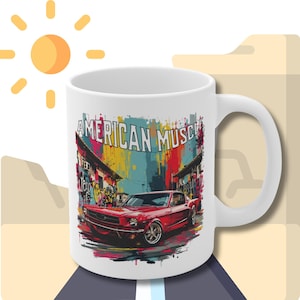 American Muscle Car Mug: Vintage Car Lover Coffee Cup