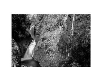 Glenariff waterfalls - black and white original print in mount