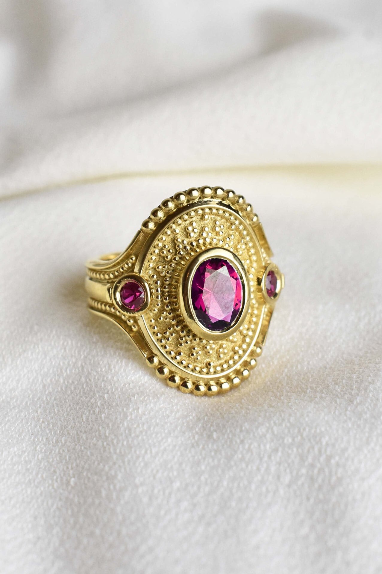 Large Byzantine Ruby Ring, Gold Byzantine Ring, Red Stone Byzantine Jewelry, Women Medieval Ring, Greek Gold Ring, Multi Gemstone Ring
