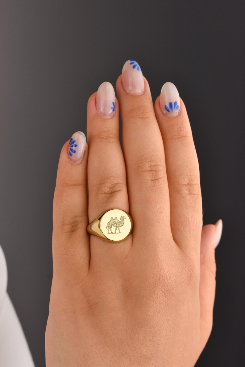 14K Gold Celtic Knot Camel Signet Ring, Spirit Animal Ring, Desert ...