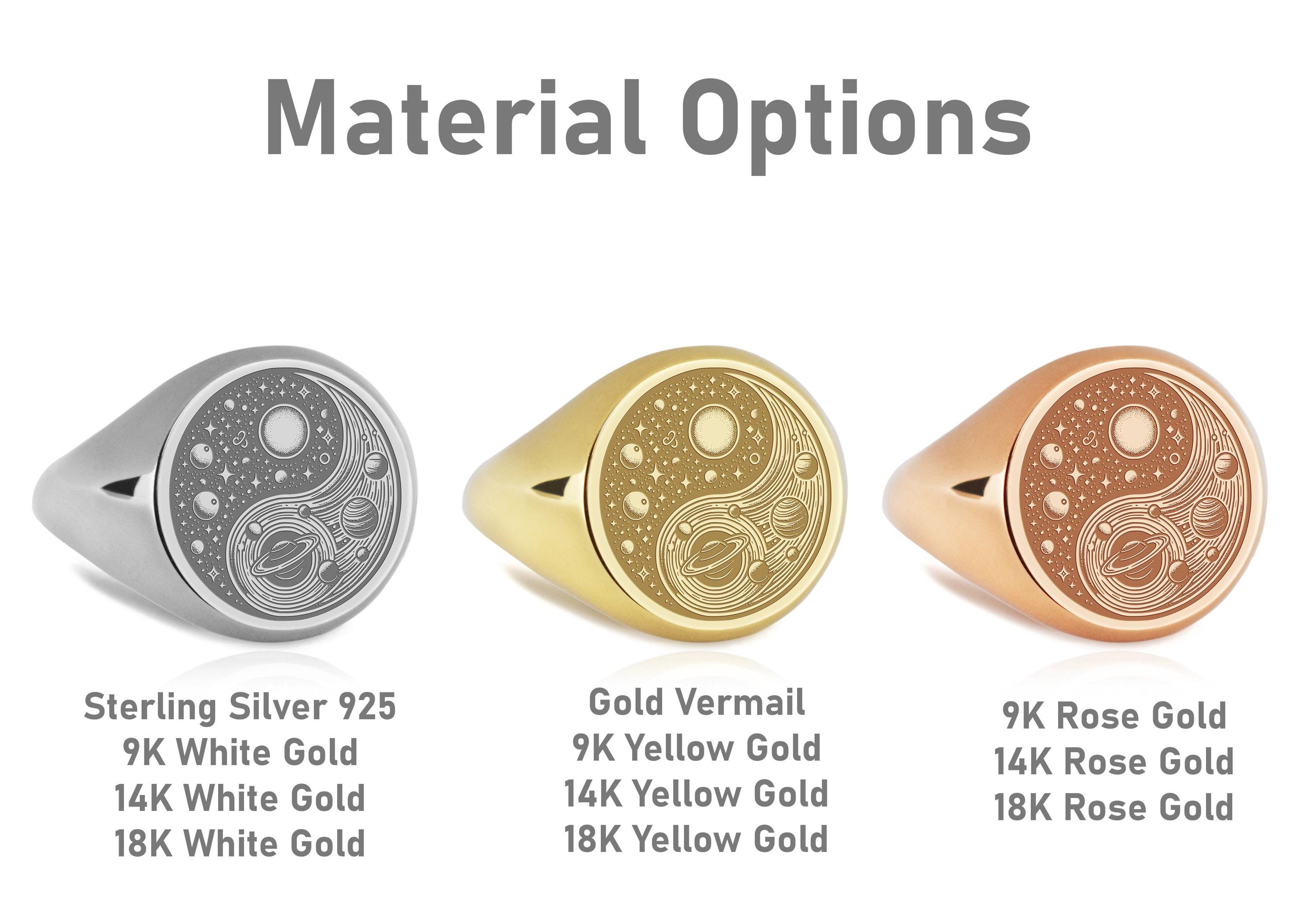 14K Gold Yin Yang Signet Ring, Cosmic Unity Talisman Ring, Custom ...