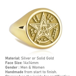 14K Solid Gold Tetragrammaton Signet Ring, Spiritual Kabbalah Ring, Gold Occult Protection Gift, Hebrew Sacred Jewelry, Solomon Seal Ring image 4