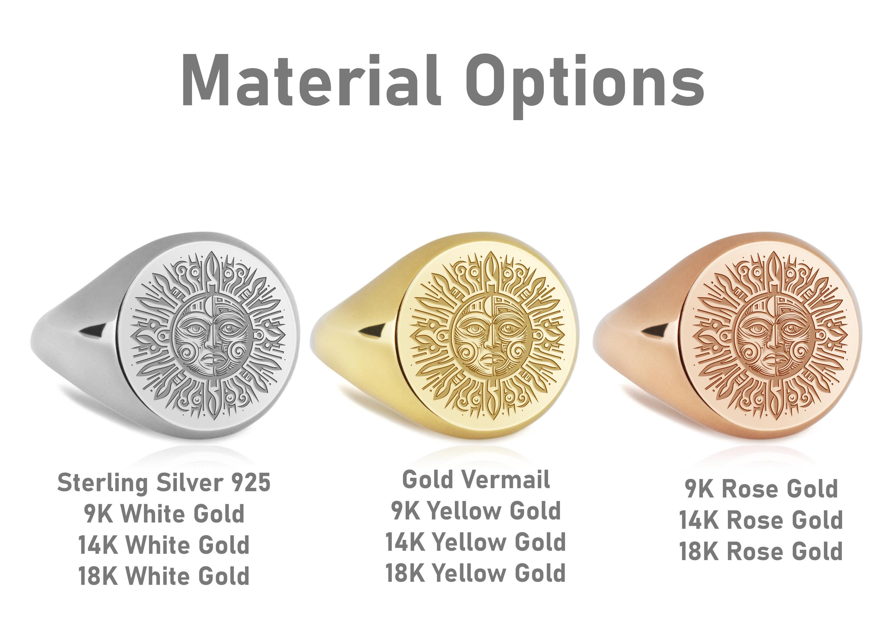 14K Gold Aztec Signet Ring, Ancient Civilization Jewelry Ring, Historic ...