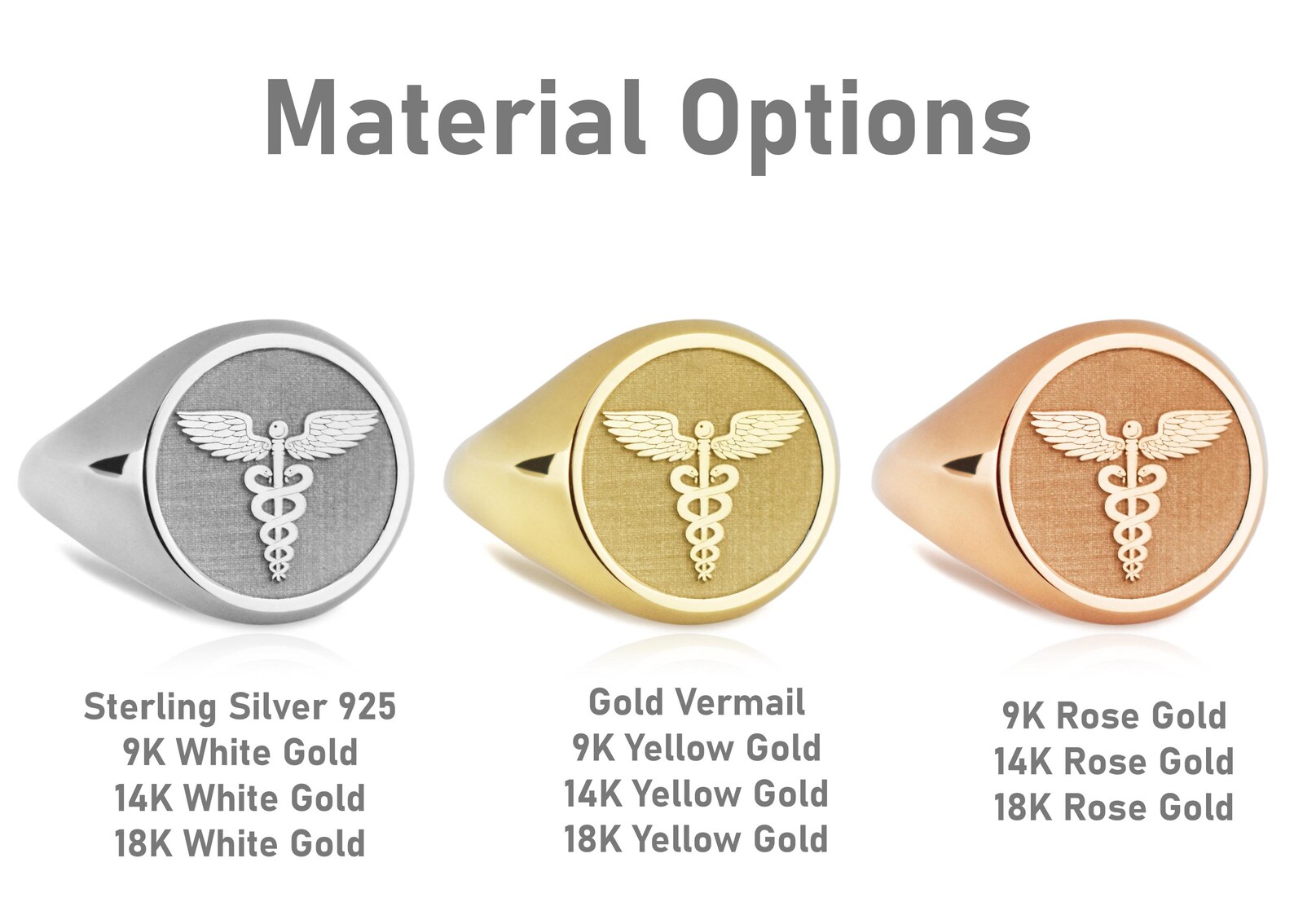 14K Gold Medical Alert ID Signet Ring, Emergency Medical Info Ring ...
