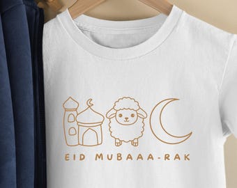 Custom Eid Mubarak Toddler Shirt, Personalized Eid Baby Tee, Islamic Kids Clothing, Eid Gift, Muslim Holiday Baby Family Matching, Eid Decor