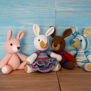 Bunny Rabbit Plushies - Dressed Bunny Plushies - Amigurumi Crochet Bunny Stuffed Animal Plushie - Handmade - Customizable - Made-to-Order