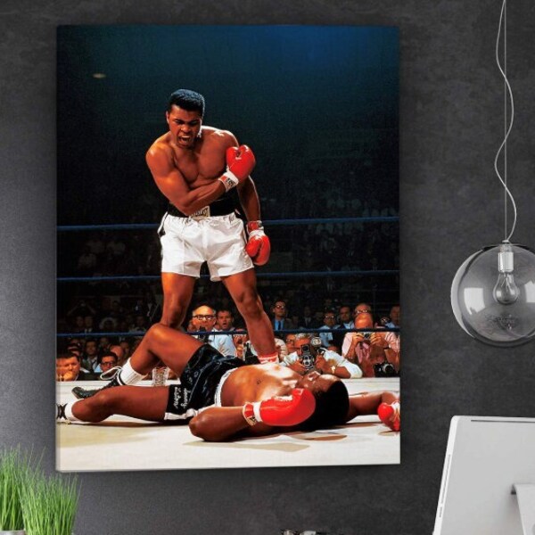 Muhammad Ali Poster KO vs Joe Frazier Cassius Clay Muhammad Ali Canvas Muhammad Ali Print Wall Decor Hoogste kwaliteit levenslange garantie