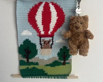 Bear Hot Air Balloon Cute Crochet Tapestry Pattern