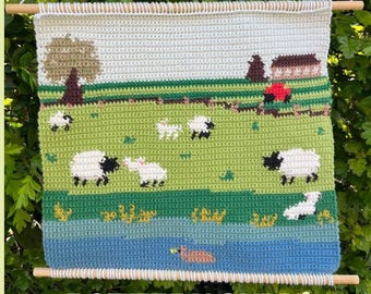 Sheep Farm Countryside Tapestry Crochet Pattern