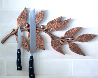 Olive Branch Magnetic Knife Holder | Magnetic Knife Block | Wall Mount Magnetic Knife Holder | Magnetic Knife Block | Unique Knife Rack
