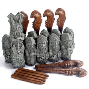 Viking Kubb – Premium Full-Size Kubb Set – Hand Sculpted – Ultimate Viking Chess Lawn Game Experience