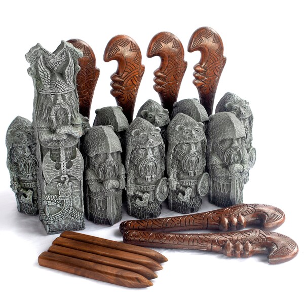 Viking Kubb – Premium-Kubb-Set in voller Größe – handgeformt – ultimatives Wikinger-Schachspielerlebnis auf dem Rasen