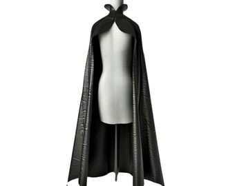 Black Men's 100% Genuine Leather Cloak, Handmade Leather Cloak, Men's Leather Cloak, Trendy Cloak