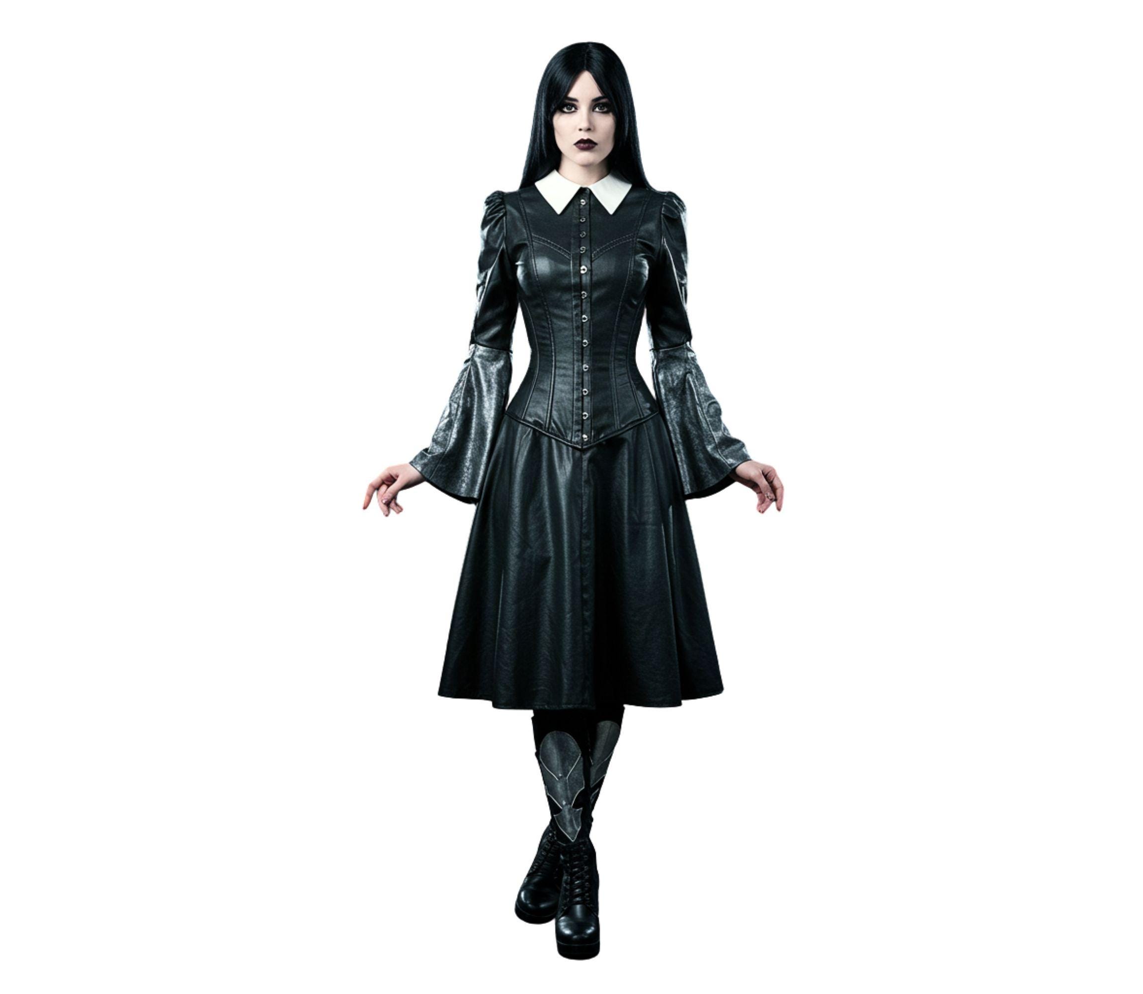 Handmade Gothic Leather Dress  Halloween Creepy School Girl Dress -  Victorian Gothic Dress - Dark Academia Cosplay Costume for Cosplay - Etsy  New Zealand