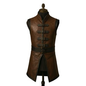 Medieval Brown Leather Jerkin Ren Faire Leather Vest with Buckle Straps Medieval Viking Jerkin Renaissance Fantasy Vest for Cosplay Costumes